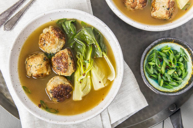Ginger Chicken Meatball Miso Soup
