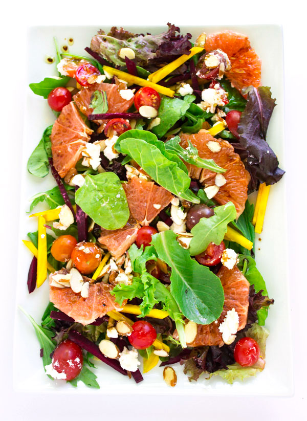 Green Salad with Grapefruit and Red & Golden Beets + Balsamic Dressing