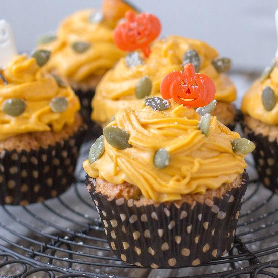 Halloween Muffins with Japanese Pumpkin Mont Blanc Topping