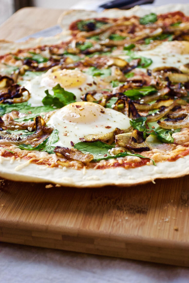 Korean Breakfast Pizza With Caramelized Onions