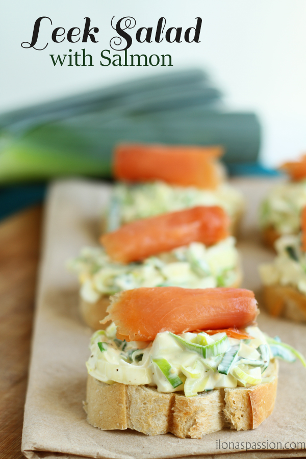 Leek Salad with Salmon on Baquette