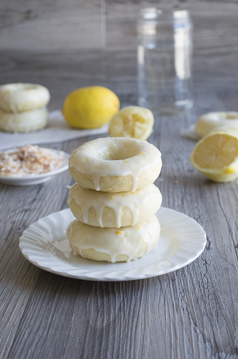 Lemon Coconut Donuts With Lemon Glaze