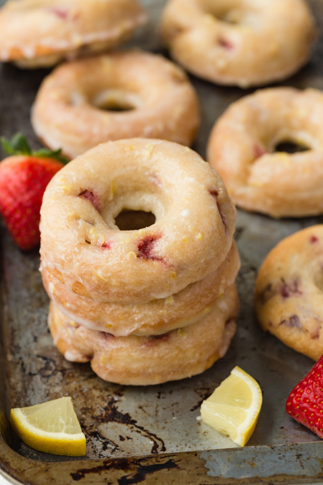 Strawberry Donuts With Lemon Glaze