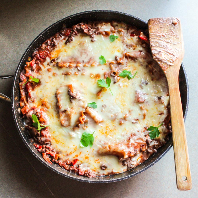 Spicy Skillet Lasagna with a Rose Sauce
