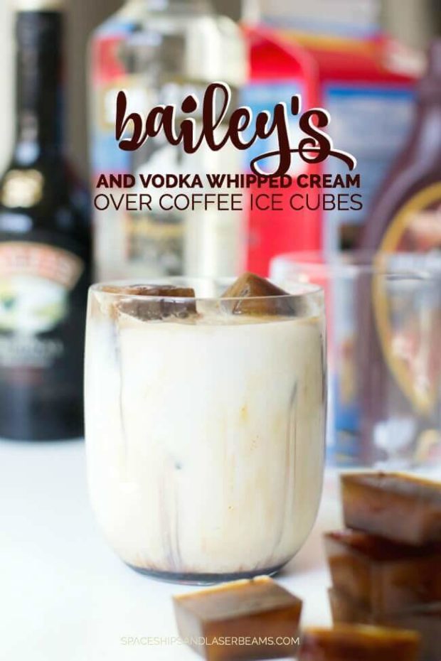 Bailey’s & Vodka Whipped Cream with Coffee Ice Cubes