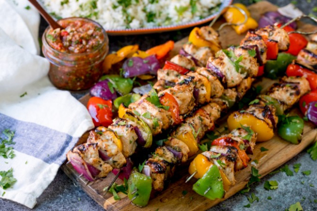 Mexican Chicken Skewers with picante