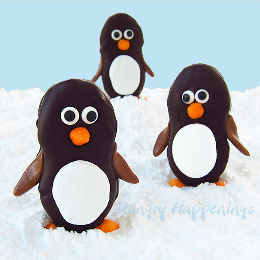 Dark Chocolate Nutter Butter Penguins with Marshmallow Bellies