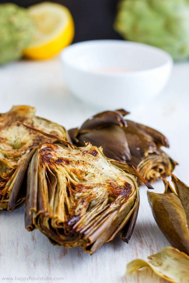 oven roasted artichokes with homemade garlic dip