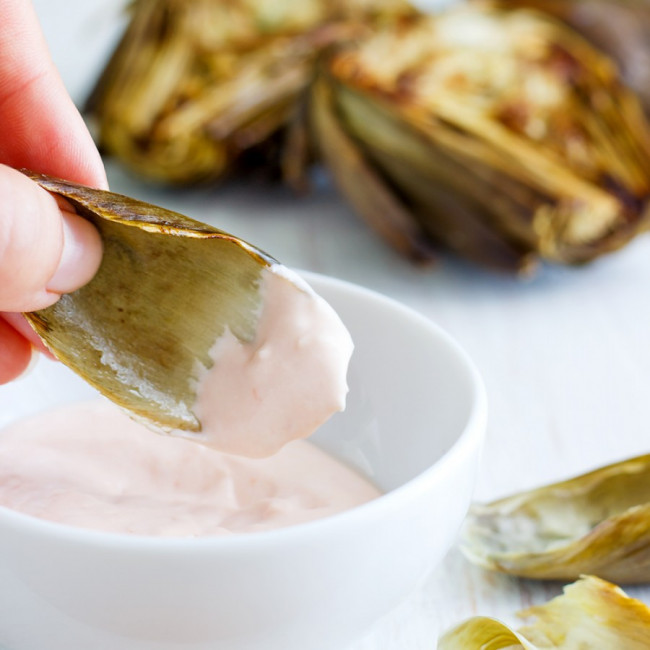 Oven Roasted Artichokes With Homemade Garlic Dip