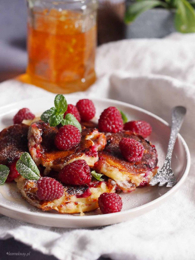 Mascarpone Pancakes With Raspberries