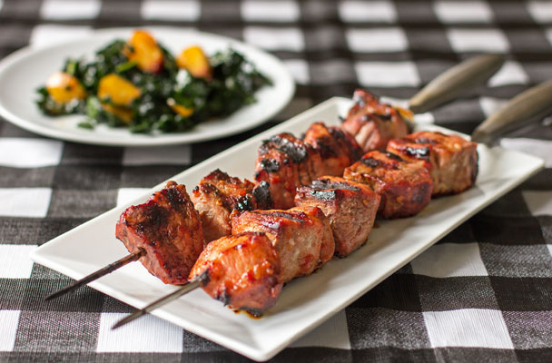 Pork Kabobs with Tomato Red Chile Jam