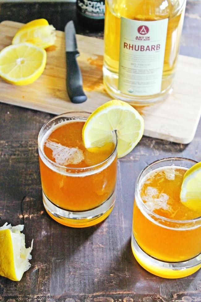 Rhubarb Lemon Shandy Cocktail
