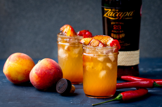 Rum And Peach Cocktail With Chilli Syrup