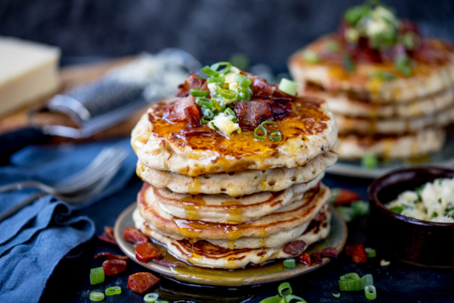 Savoury Pancakes With Chorizo Bacon And Chilli Butter