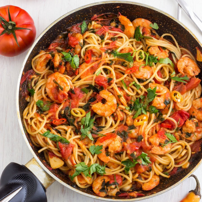 Spicy Shrimp Spaghetti
