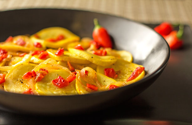 Yellow Squash with Red Pepper