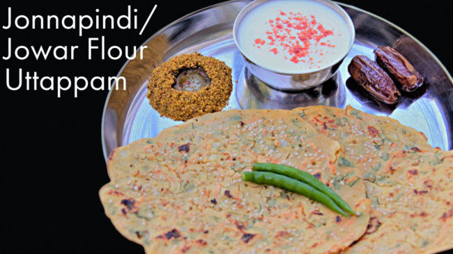 Instant Jonnapindi Uttappam _ Instant Jowar_ Sorghum Flour Pancakes