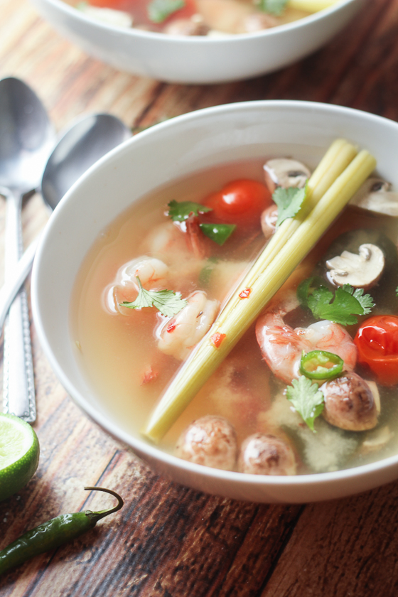 thai tom yum soup with shrimp