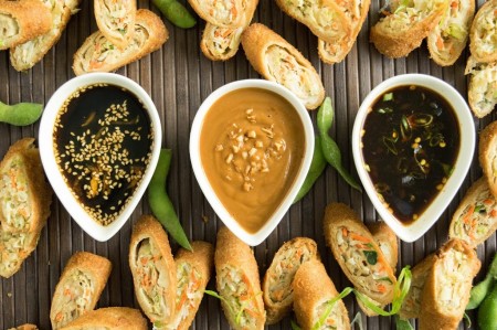 Spring & egg rolls with trio of Asian dipping sauces