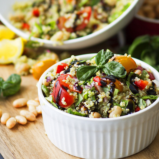 Tuscan White Bean and Quinoa Salad {Healthy, Gluten-Free, Vegan}