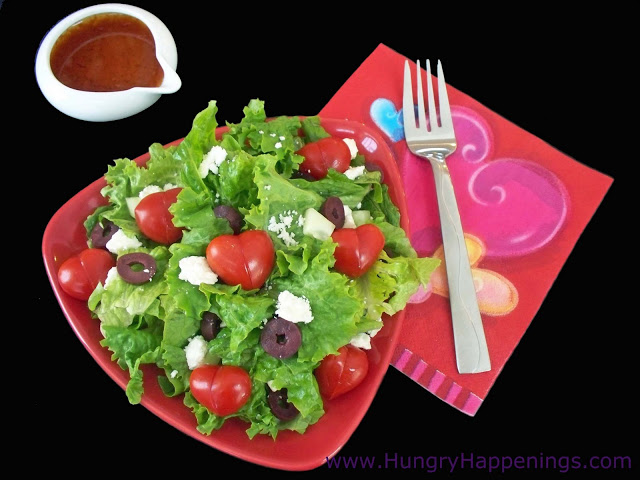 Valentine’s Day Salad topped with Tomato Hearts