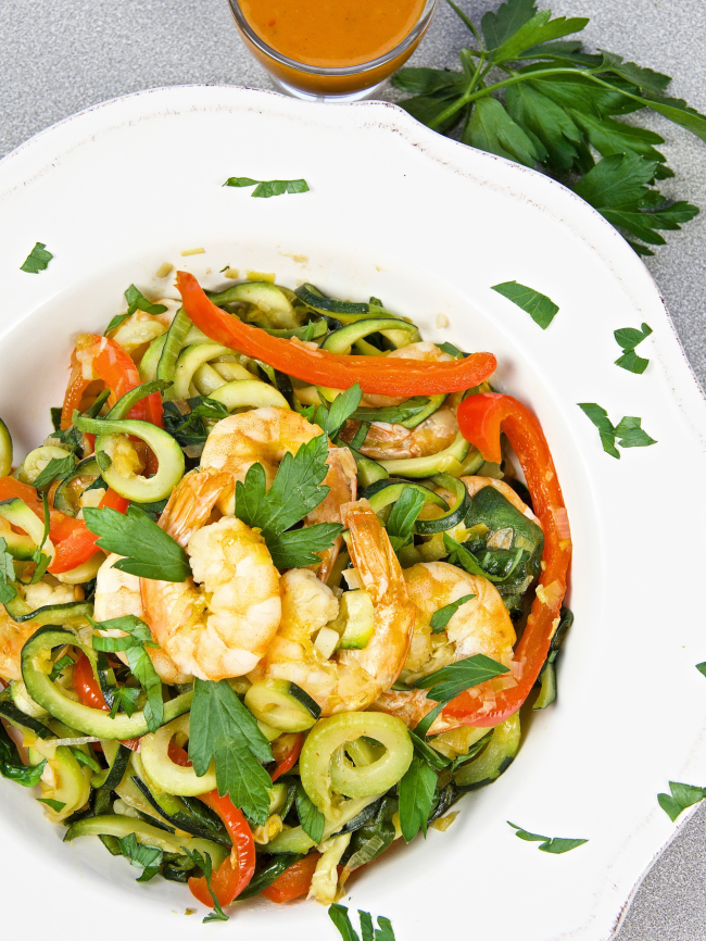 Healthy Zucchini Noodles With Shrimp One Skillet Dinner