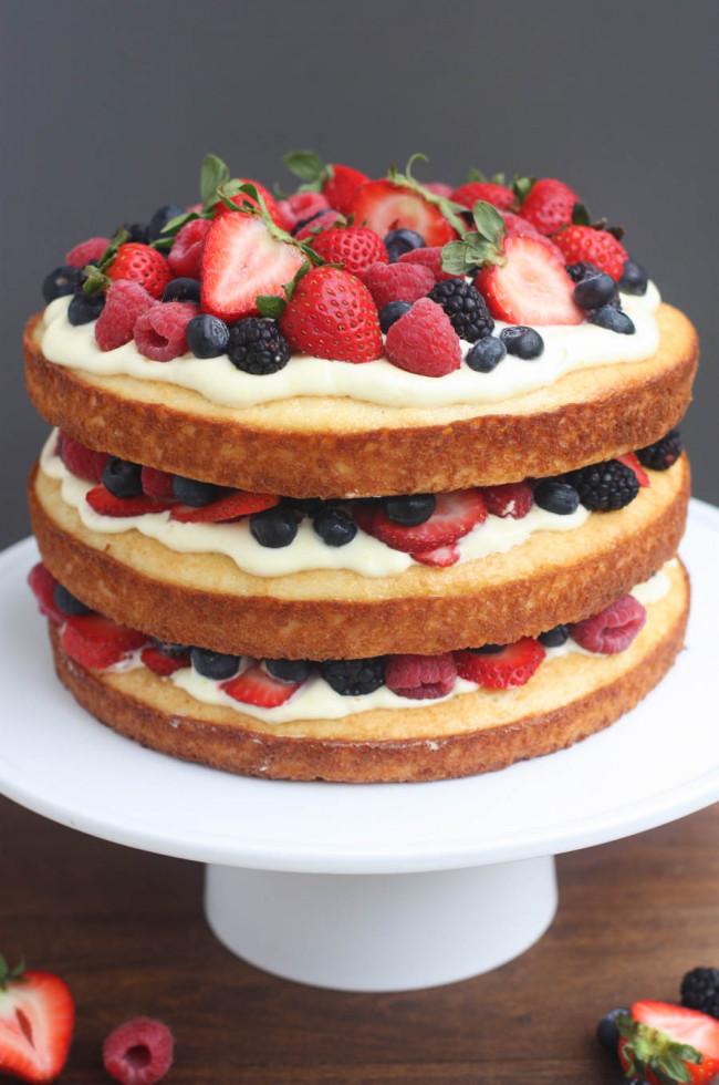Berry Cake with Lemon Cream Mousse