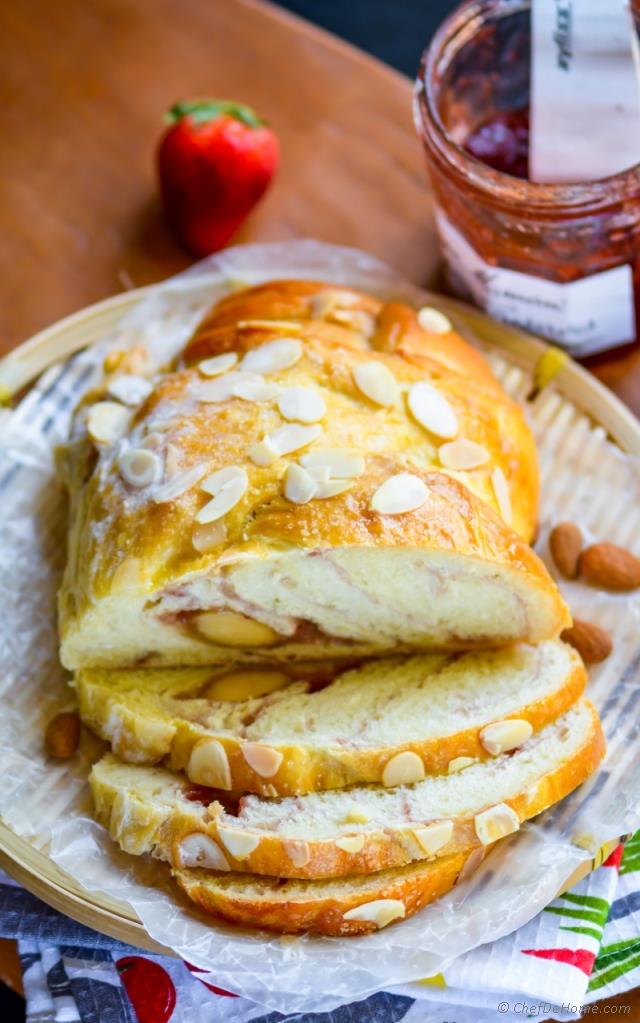 Strawberry Jam Swirl Breakfast Bread with Marzipan Recipe