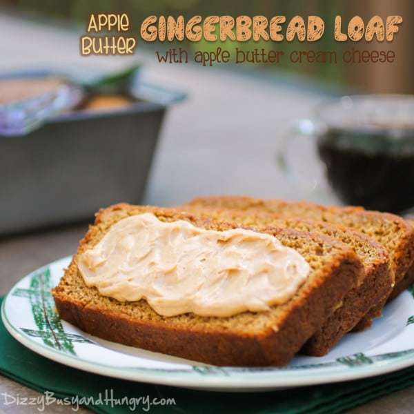 Apple Butter Gingerbread Loaf with Apple Butter Cream Cheese Spread