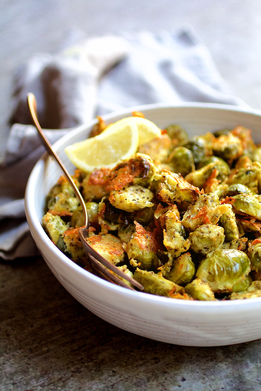 lemon parmesan crusted brussels sprouts