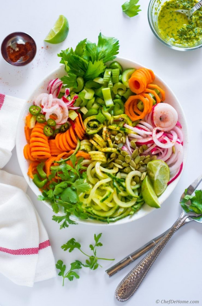 Celery Detox Salad with Cucumber and Zucchini Recipe