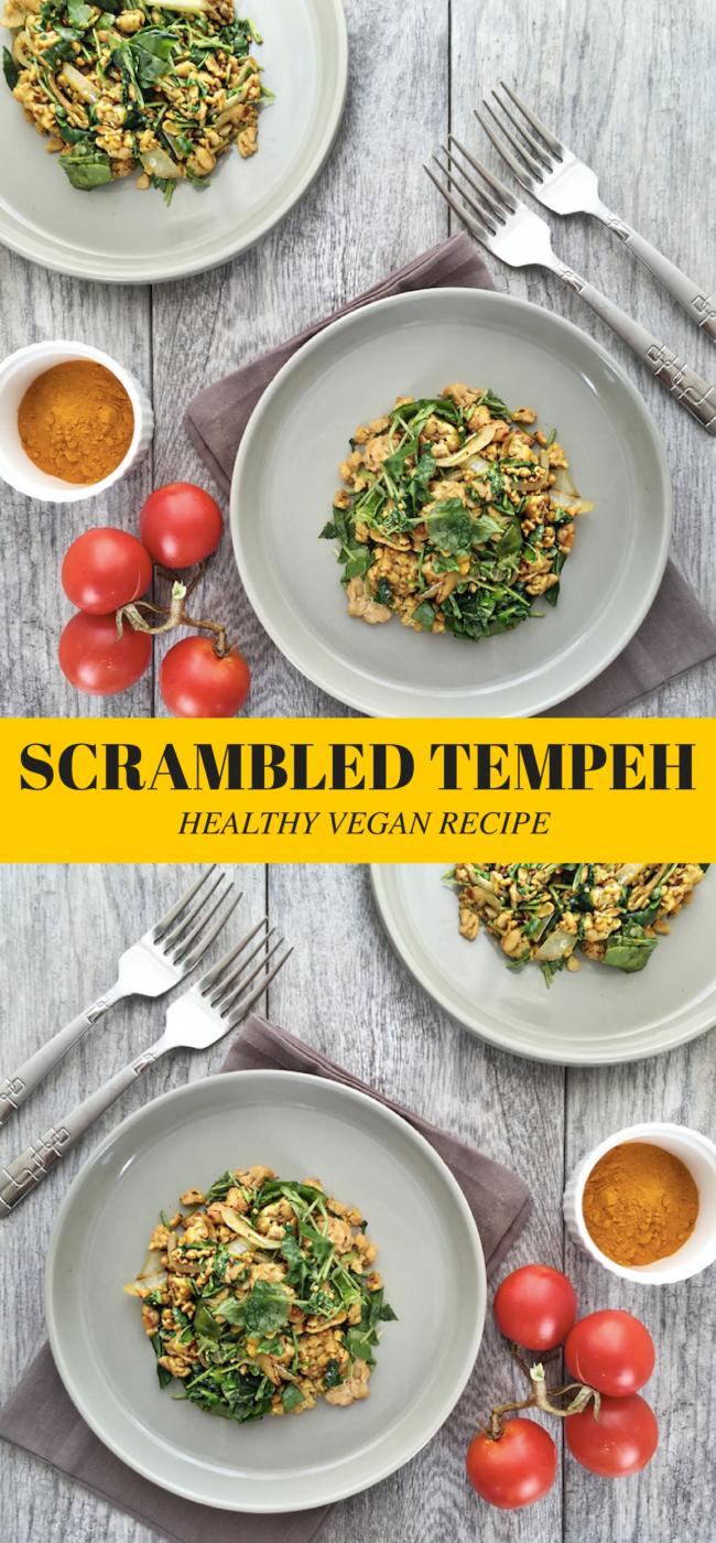 scrambled tempeh and watercress