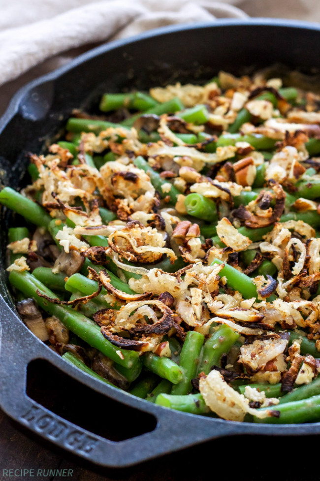 Green Bean Casserole with Crispy Shallot Pecan Topping