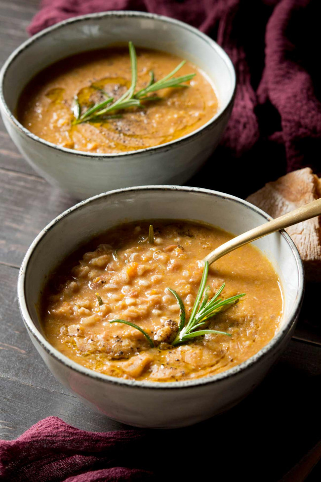Tuscan Farro Soup with Beans