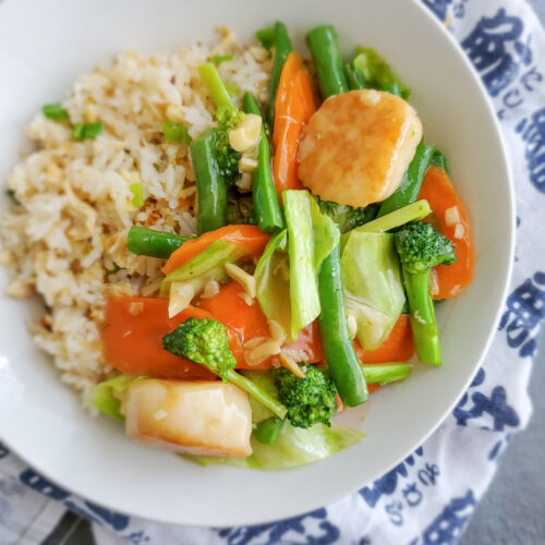 Chop Suey with Scallops/ Chinese vegetable stir-fry