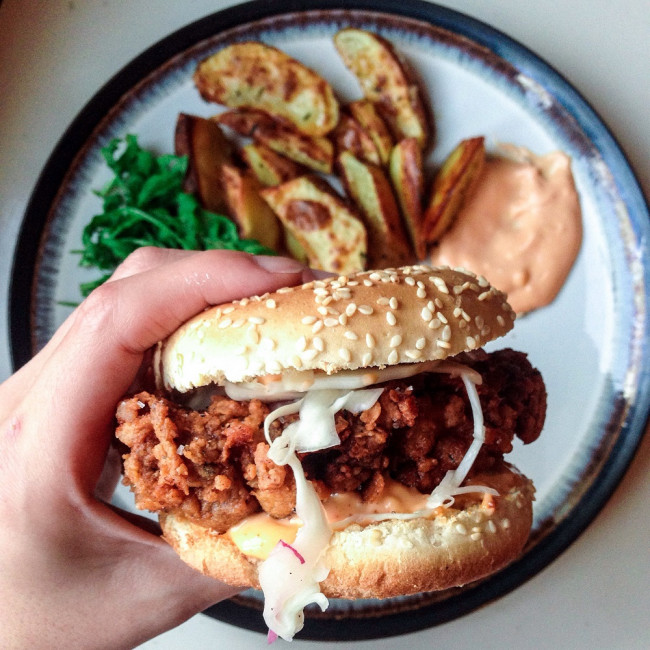 Buttermilk Fried Chicken Sandwiches with Cabbage Slaw and Sriracha Mayo • The Cook Report