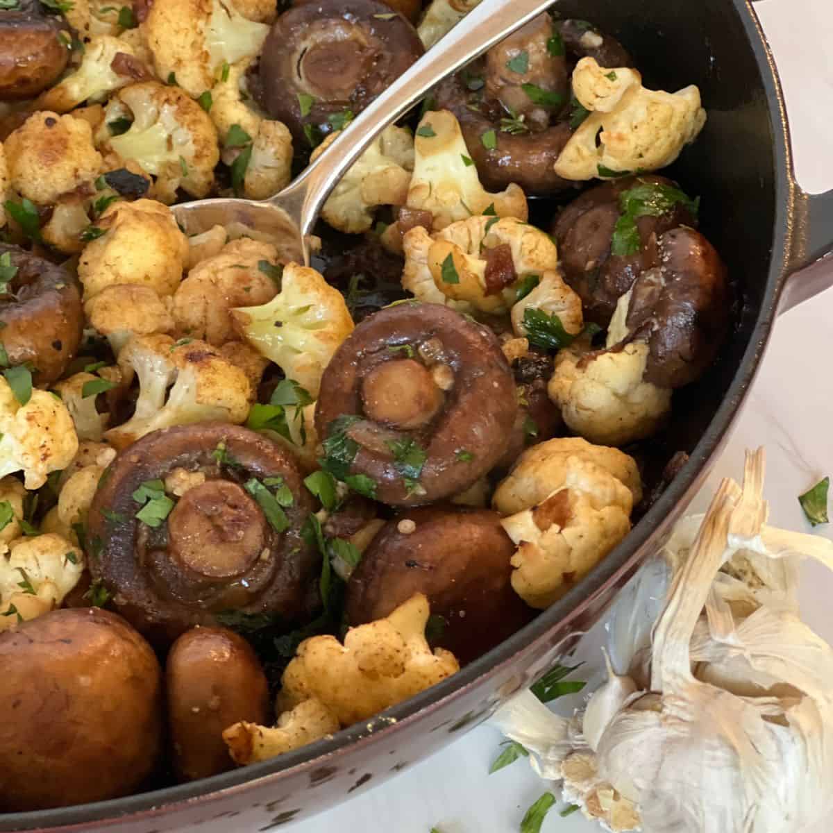 Mushroom, Cauliflower, and Garlic Skillet Recipe