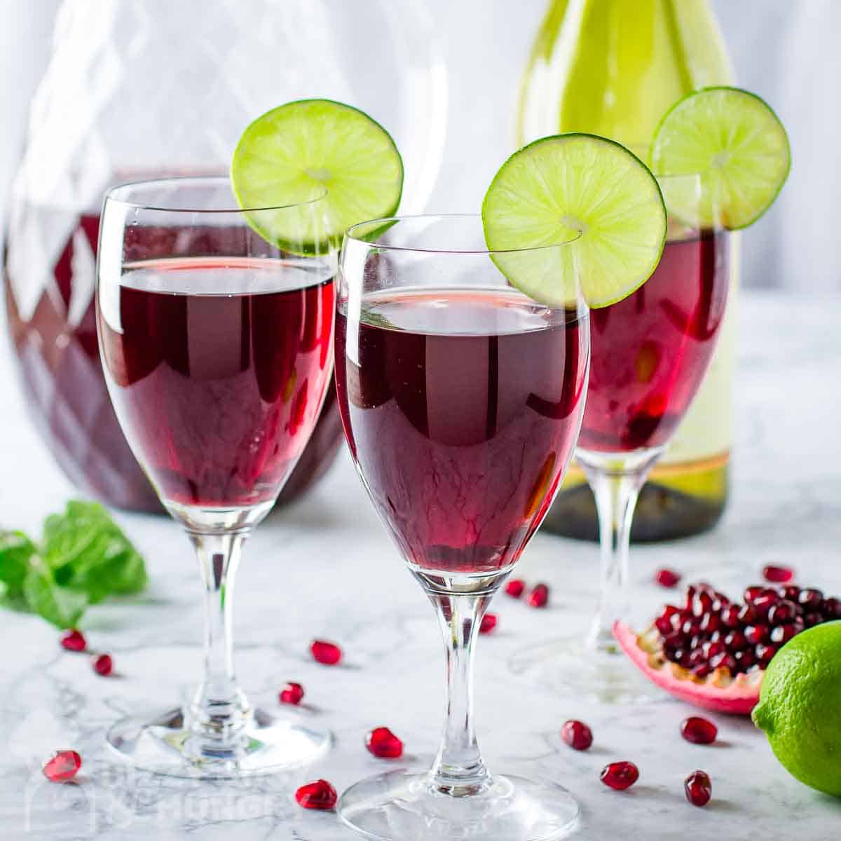 Pomegranate Spritzer Cocktail With Lime