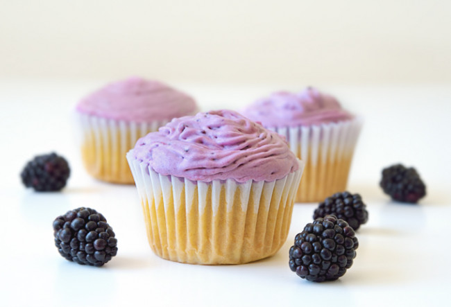 Vanilla Cupcakes With Blackberry Coconut Cream - Little Swiss Baker