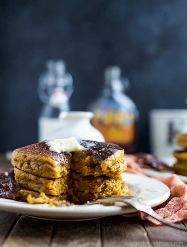 Whole Wheat Pumpkin Pancakes With Candied Bacon