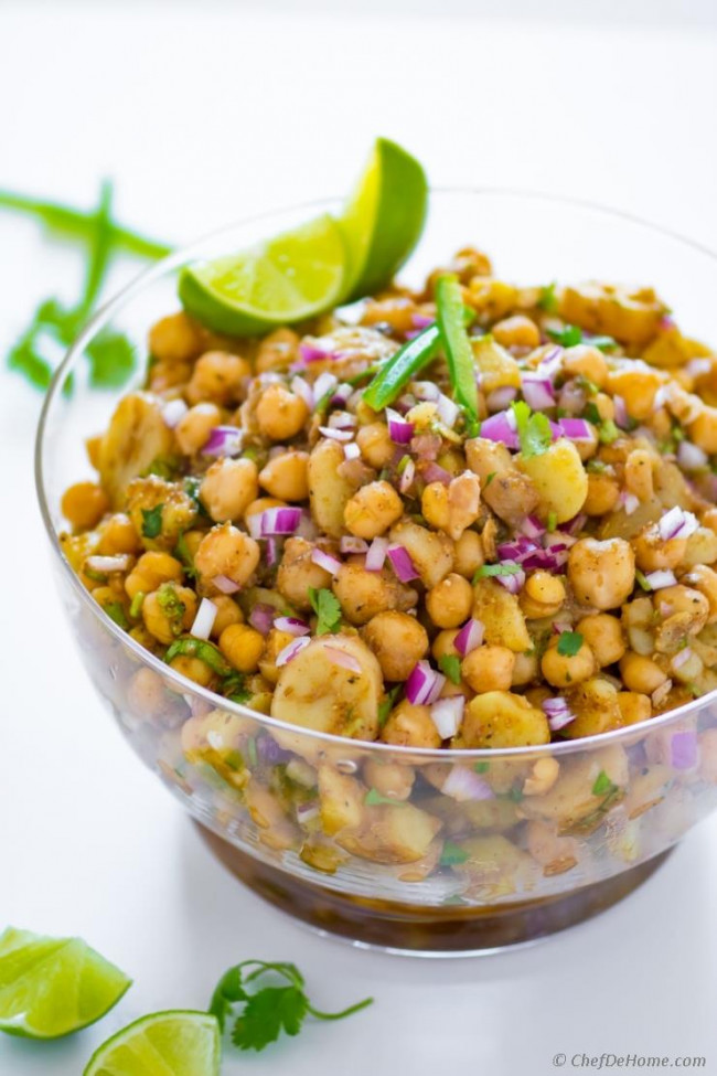 Potato Chickpea Salad - Aloo Chana Chaat Recipe