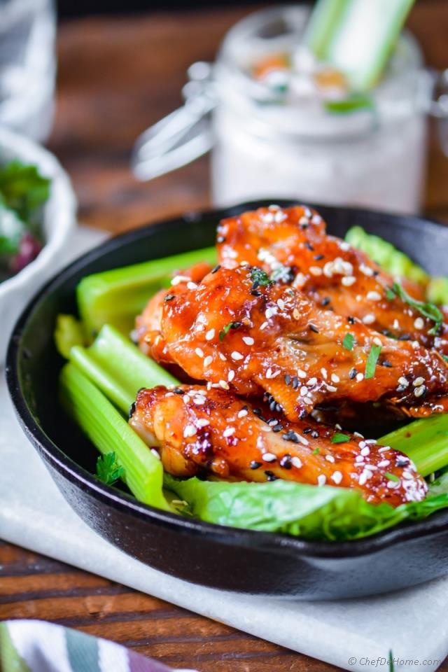 Crispy Baked Chicken Wings With Kimchi Caramelized Honey Sauce Recipe