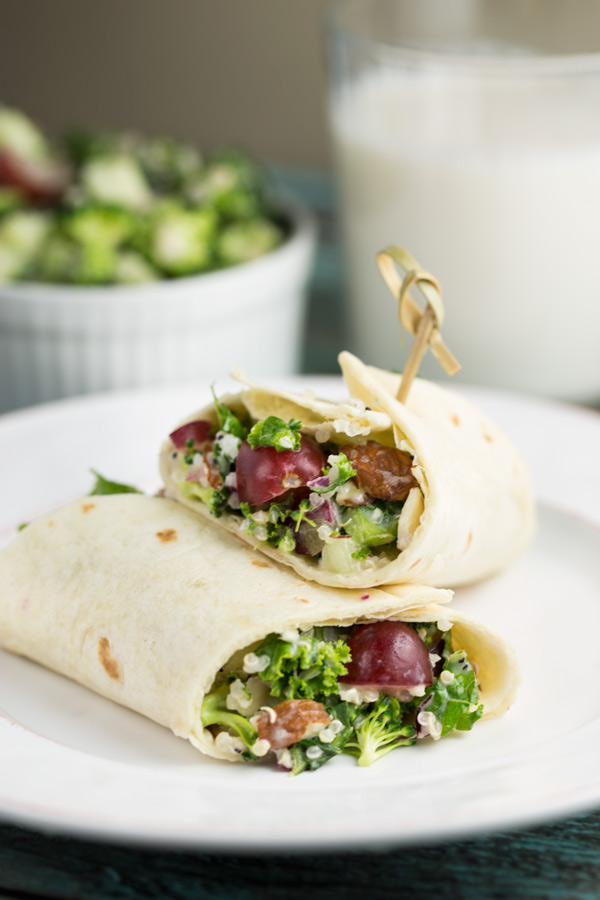 broccoli quinoa wrap - vegan, gluten free