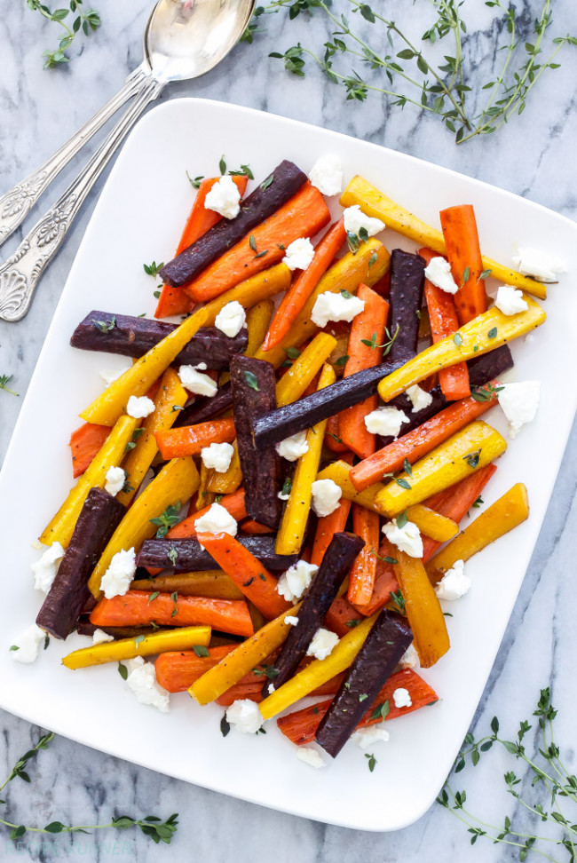 Honey Roasted Carrots With Goat Cheese And Thyme