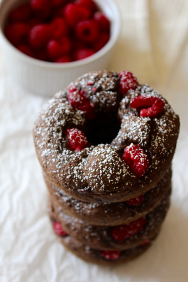 dark chocolate raspberry baked donuts