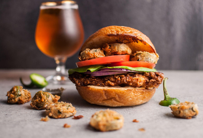 Southwest Fried Chicken Sandwich with Fried Jalapenos