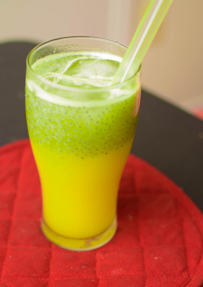 Fresh Pineapple Drink With Basil Seeds
