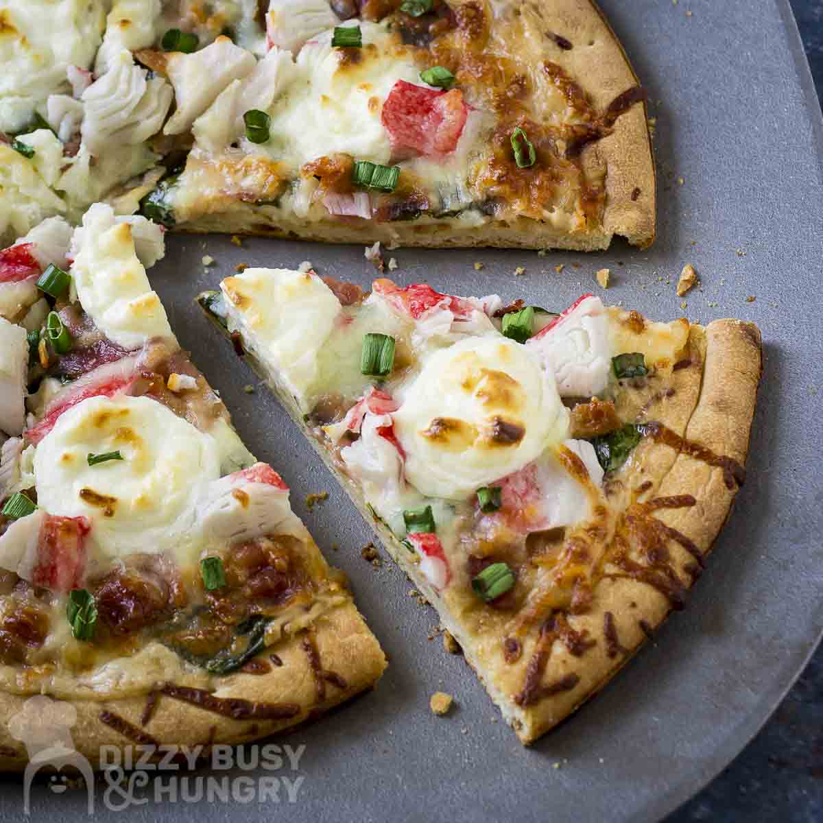 Creamy Crab Pizza With Bacon and Spinach