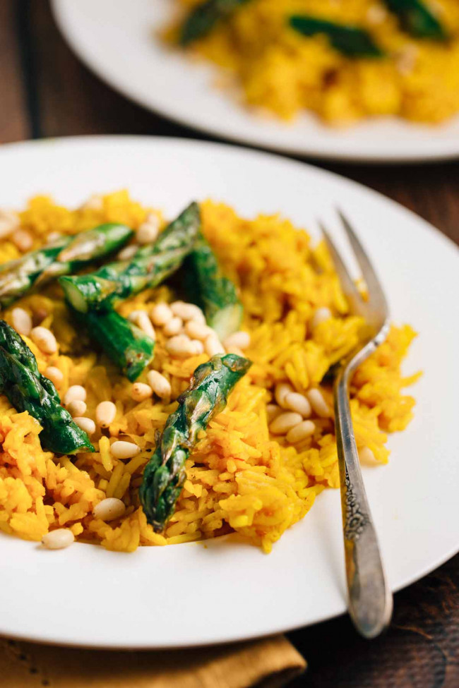 Saffron Rice with Asparagus -Vegan, Gluten Free