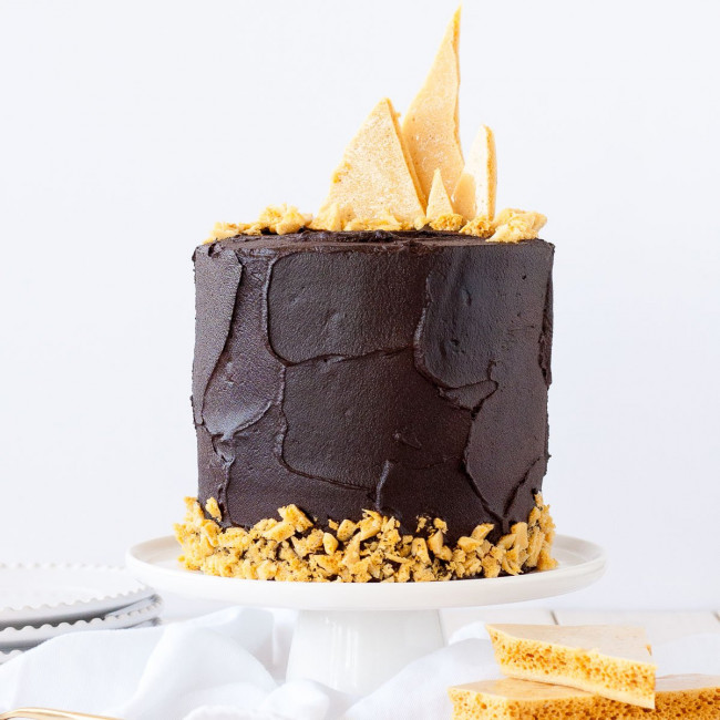 Dark Chocolate Honeycomb Cake